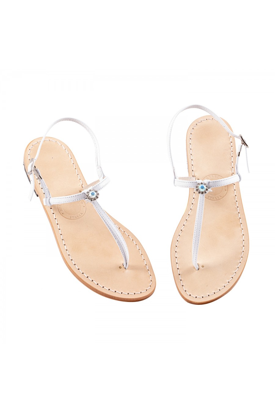 Cinque Terre Jeweled leather sandals